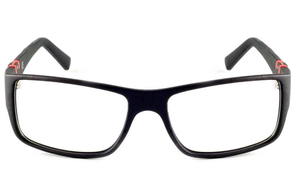 Óculos Ilusion acetato preto fosco com haste em detalhe vermelho