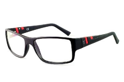 Óculos Ilusion acetato preto fosco com haste em detalhe vermelho