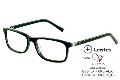 Óculos Ilusion acetato verde e com haste preta flexível de mola + Lentes grátis