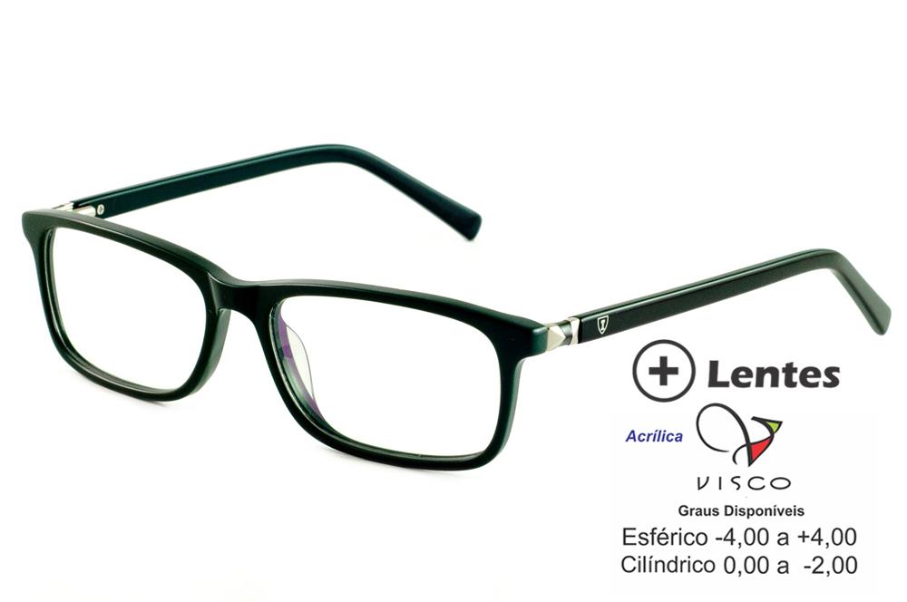 Óculos Ilusion SL6847 verde e haste preta lente grátis