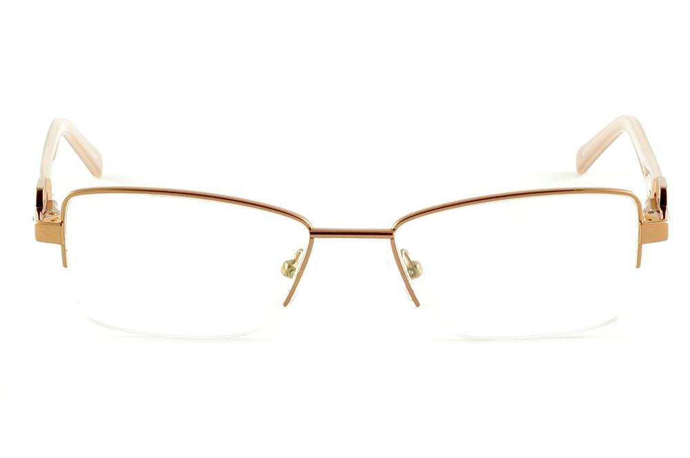 Óculos de grau Ilusion cobre metálico com haste marrom mesclado e strass cristal para mulheres