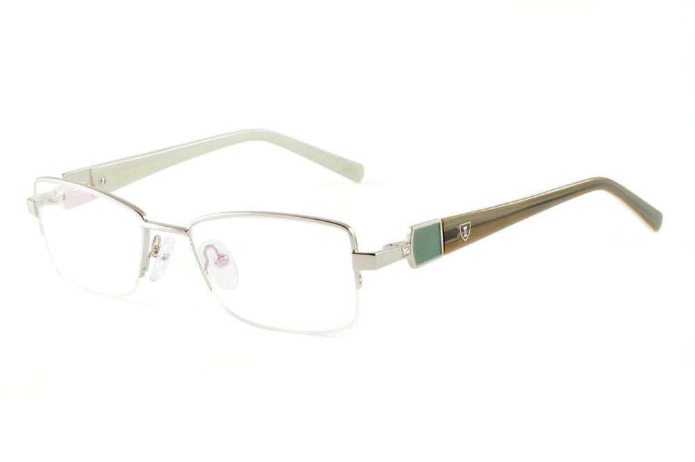 Óculos Ilusion SK1012 prata haste marrom musgo e verde claro