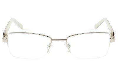 Óculos de grau Ilusion prata com haste marrom musgo e verde claro e strass para mulheres
