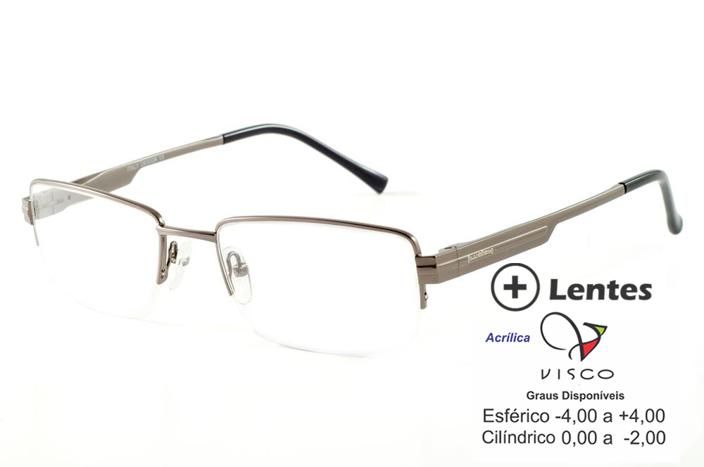 Óculos Ilusion FD608 quadrado chumbo marrom e lente grátis