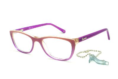 Óculos de grau infantil Disney Princesa acetato roxo com rosa claro feminino com chaveiro