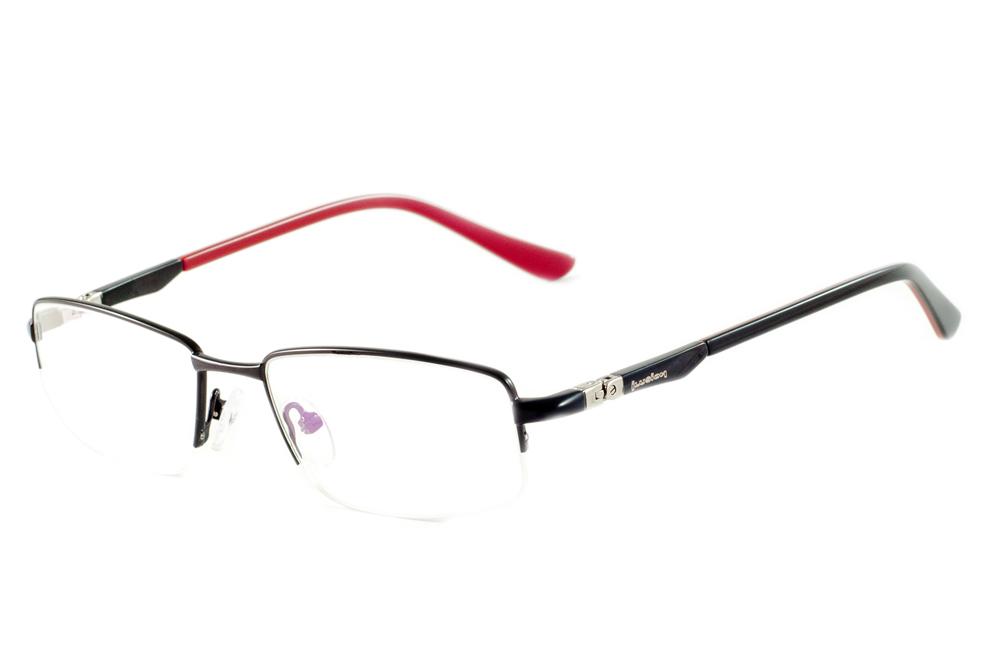 Óculos Ilusion SL80124 metal preto haste vermelha 180 graus