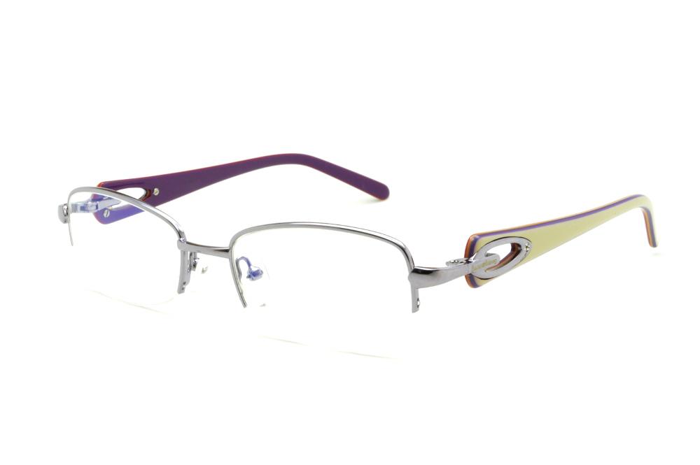 Óculos de grau Ilusion lilás metálico fio de nylon haste marfim e roxo para mulheres