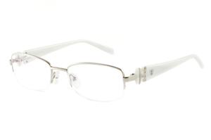 Óculos Ilusion prata em nylon com haste brancas/gelo flexível de mola e strass cristal