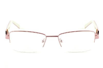 Armação de grau feminino Ilusion rosa metálico óculos fio de nylon haste nude/pink mesclado e strass