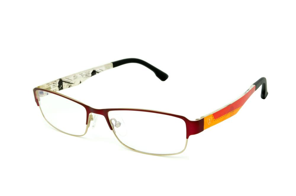 Óculos Ilusion vermelho queimado haste colorida