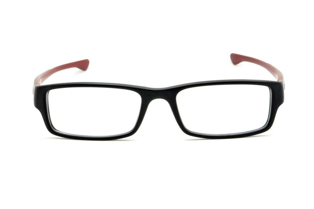 Óculos Oakley OX 1066 Servo em acetato preto fosco com haste vermelho queimado