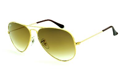 Óculos Ray-Ban Aviador RB 3025 dourado lente marrom degradê tamanho 58