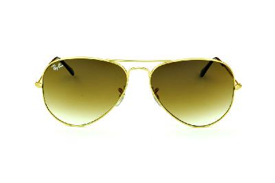 Óculos Ray-Ban Aviador RB 3025 dourado lente marrom degradê tamanho 58