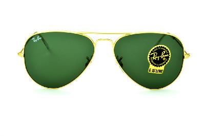 Óculos Ray-Ban Aviador RB 3025 dourado lente verde G15 tamanho 58