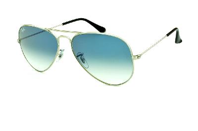 Óculos Ray-Ban Aviador RB 3025 prata lente azul degradê tamanho 58