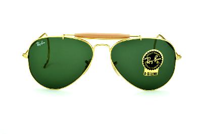 Óculos Ray-Ban Caçador RB 3030 Outdoorsman dourado lente verde G15 tamanho 58