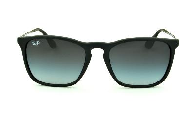 Óculos de sol Ray-Ban Chris em acetato preto fosco e lente degradê