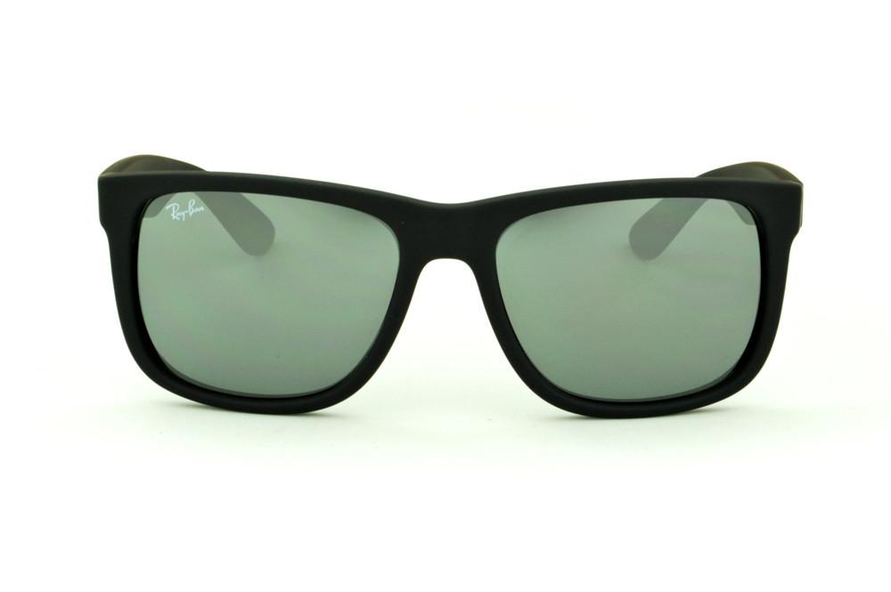 Óculos de sol Ray-Ban Justin acetato preto fosco com lente semi espelhada prata