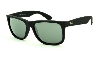 Óculos de sol Ray-Ban Justin acetato preto fosco com lente semi espelhada prata