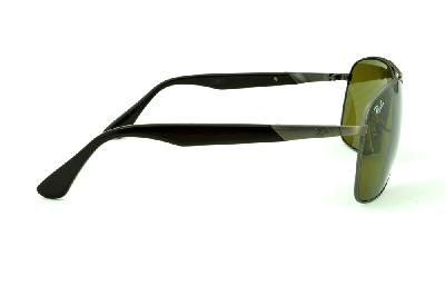 Óculos de sol masculino quadrado Ray-Ban armação em metal bronze escovado com lente e haste marrom