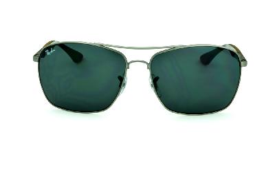 Óculos de sol masculino Ray-Ban quadrado em metal cinza grafite modelo clássico