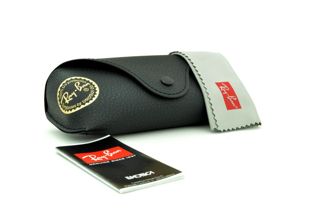 Óculos de sol Ray-Ban acetato preto com lente verde e haste cinza metal