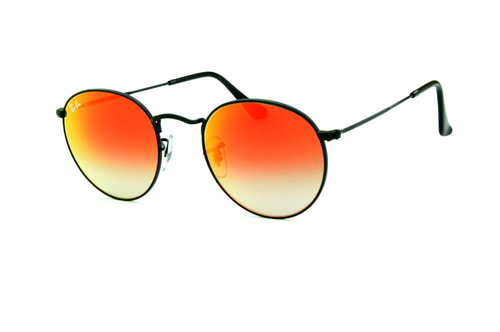 Óculos Ray-Ban Round RB3447 metal preto lente vermelha