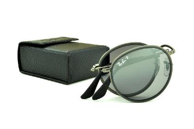 Óculos Ray-Ban Round RB 3517 metal chumbo friso cinza escuro e lente POLARIZADA espelhada degradê