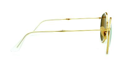 Óculos Ray-Ban Round RB 3517 metal dourado friso branco redondo com lente espelhada amarela