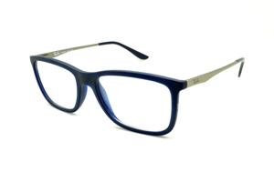 Óculos de grau Ray-Ban acetato azul marinho fosco com haste em metal prata