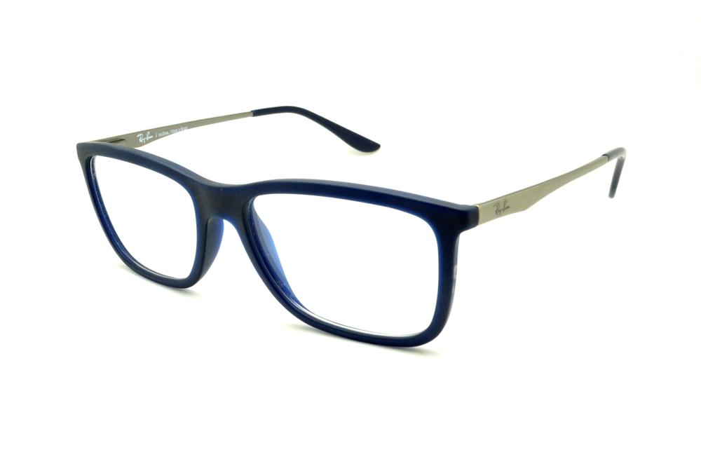 Óculos Ray-Ban RB7061 azul marinho fosco haste prata