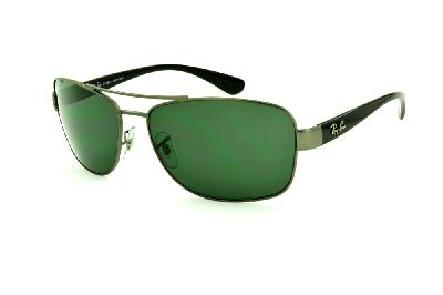 Óculos Ray-Ban de Sol metal chumbo escovado e hastes preta com lentes verde