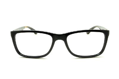 Óculos de grau Ray-Ban armação quadrada feminina e masculina acetato preto com haste marrom efeito onça RB 7027