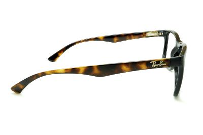 Óculos de grau Ray-Ban armação quadrada feminina e masculina acetato preto haste marrom efeito onça RB 7027