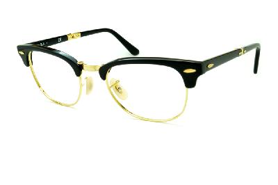 Óculos Ray-Ban RB 5334 preto piano e dourado dobrável clubmaster