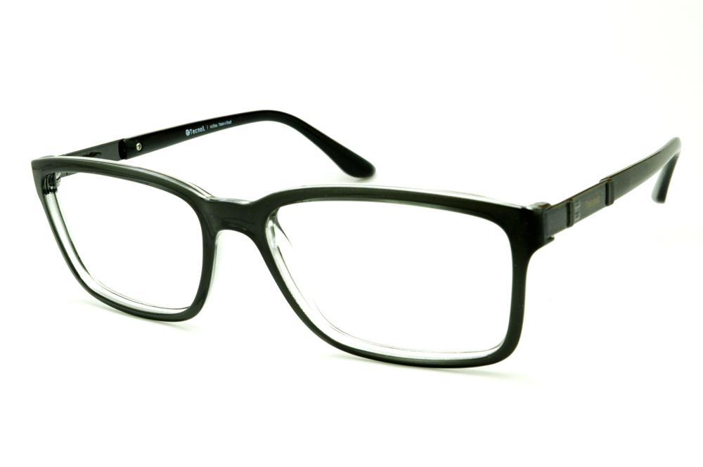 Óculos Tecnol TN3015 preto e transparente haste grafite