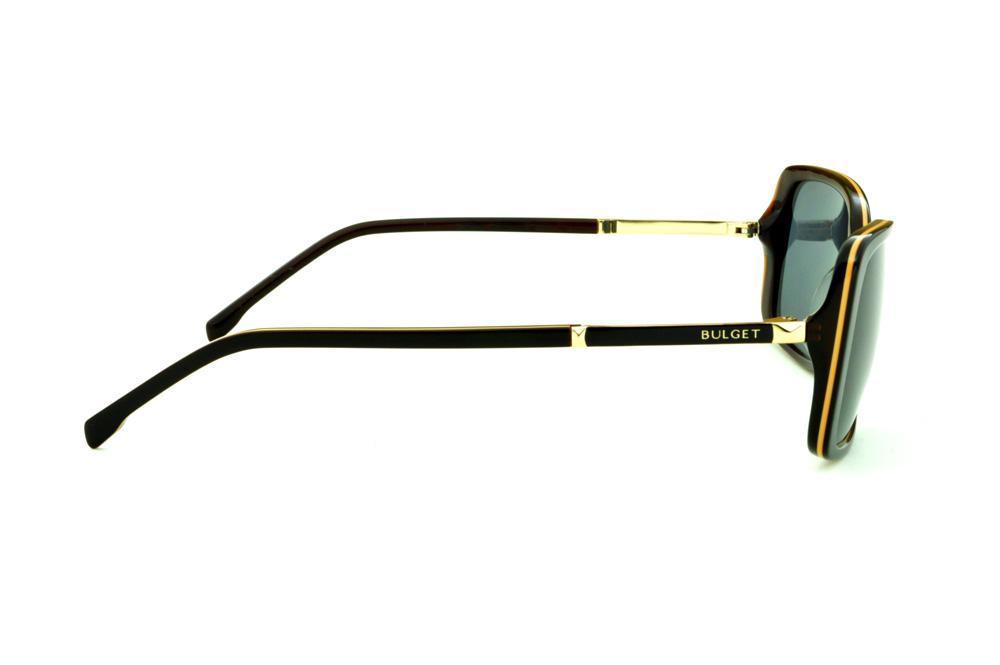 Óculos de Sol Bulget cor marrom escuro friso bege detalhe dourado