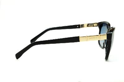 Óculos de Sol Bulget gatinho acetato preto brilhante e dourado para mulheres