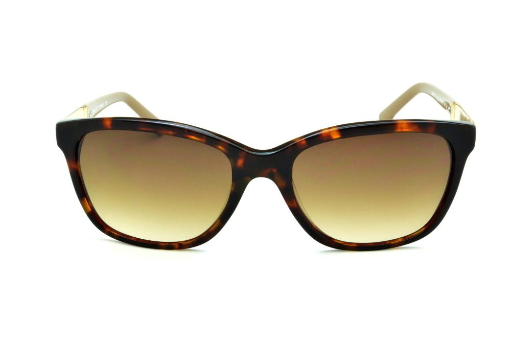 Óculos de Sol Bulget marrom tartaruga efeito onça com haste areia dourado feminino modelo gatinho