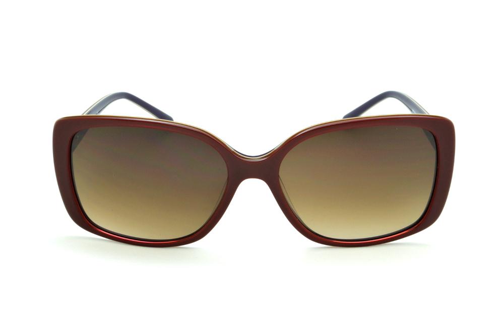 Óculos de Sol Bulget em acetato vermelho queimado e roxo com strass vermelho para mulheres