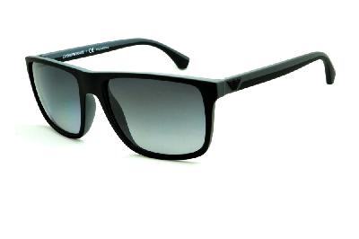 Óculos Emporio Armani EA 4033 de Sol POLARIZADO preto e cinza com haste efeito borracha