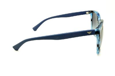 Óculos de sol Emporio Armani acetato azul e preto haste efeito borracha para mulheres