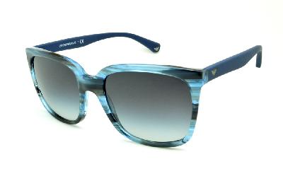Óculos de sol Emporio Armani acetato azul e preto haste efeito borracha para mulheres