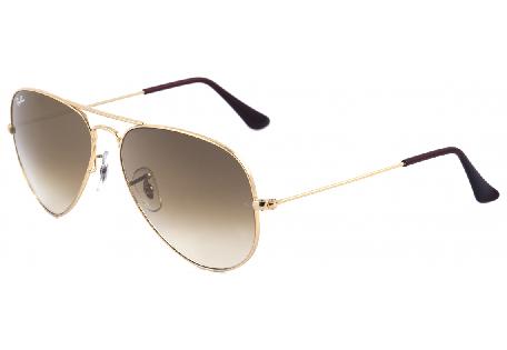 Óculos Ray-Ban Aviador RB 3025 dourado com lente degradê marrom