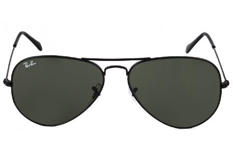 Óculos Ray-Ban Aviador RB 3025 preto com lente preta tamanho 58