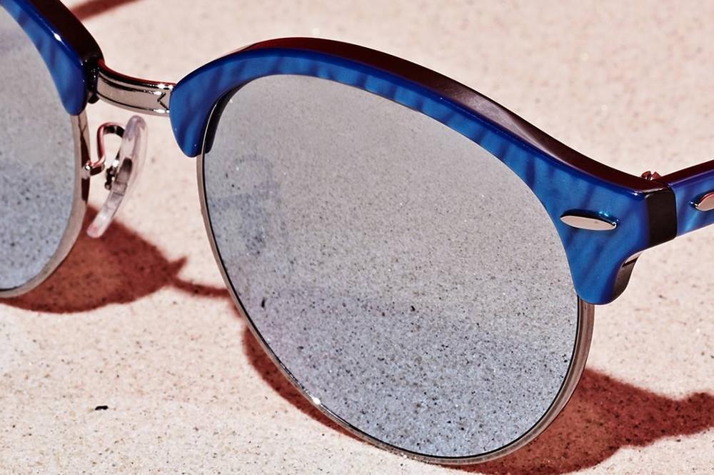 Óculos de Sol Ray-Ban RB4246 Clubround azul e lente espelhada prata