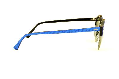 Óculos de Sol Ray-Ban Clubround azul rajado e lentes espelhadas prata