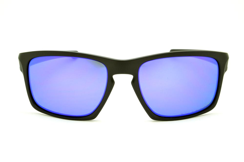 Óculos de sol Oakley polarizado quadrado masculino Sliver acetato preto e lente roxa azul polarizada OO 9262
